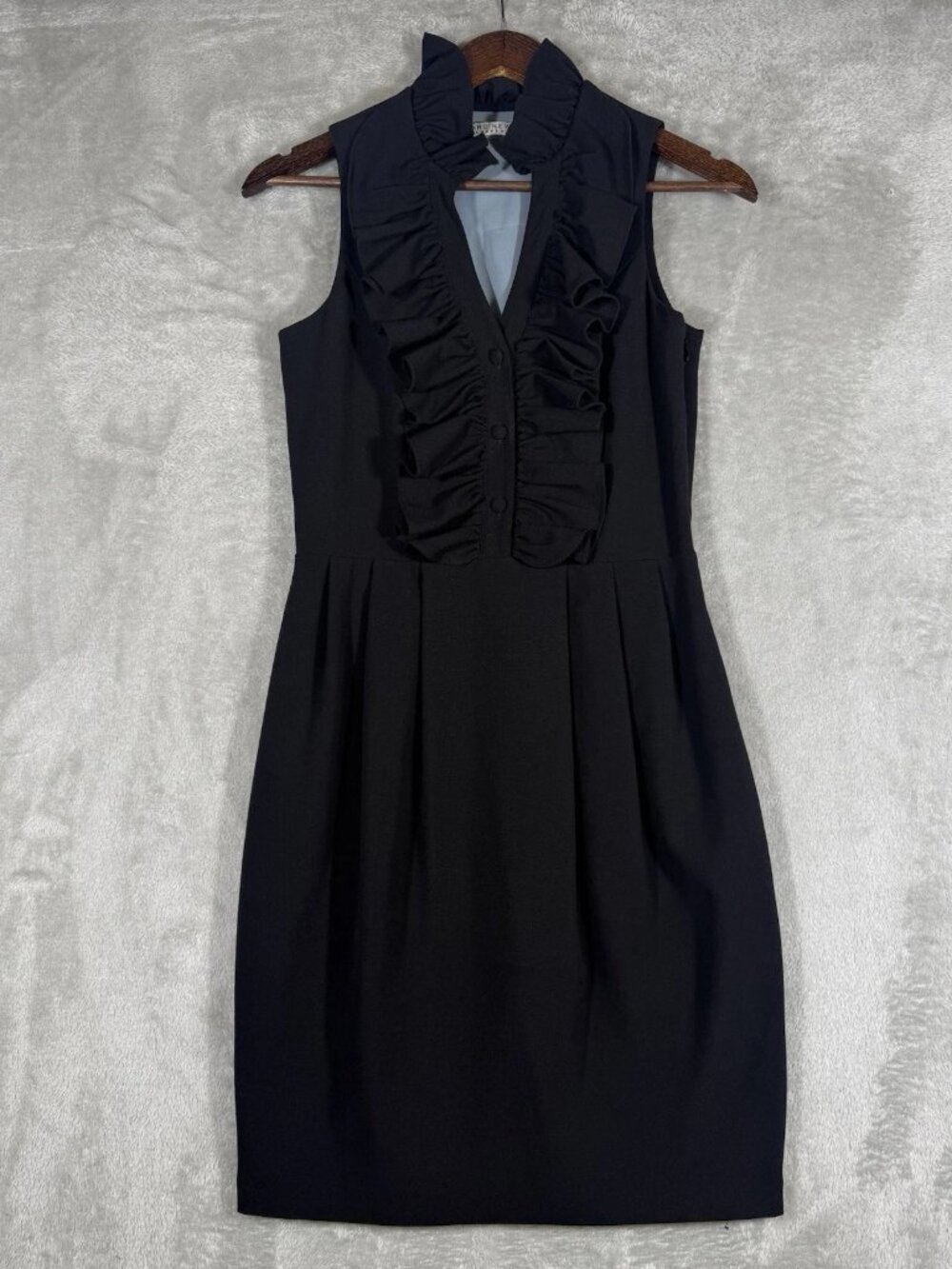 Andrew Marc Women's Black Ruffled Sleeveless Dress